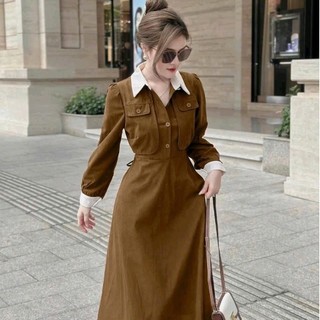Đầm sơ mi dài tay dáng dài công sở thanh lịch Nữ Dress