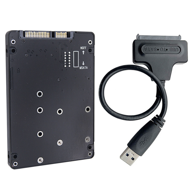 M.2 SATA SSD / mSATA SSD sang SATA3.0 Hộp đĩa cứng gắn ngoài + Cáp SATA sang USB3.0 M2 NGFF B Key sa