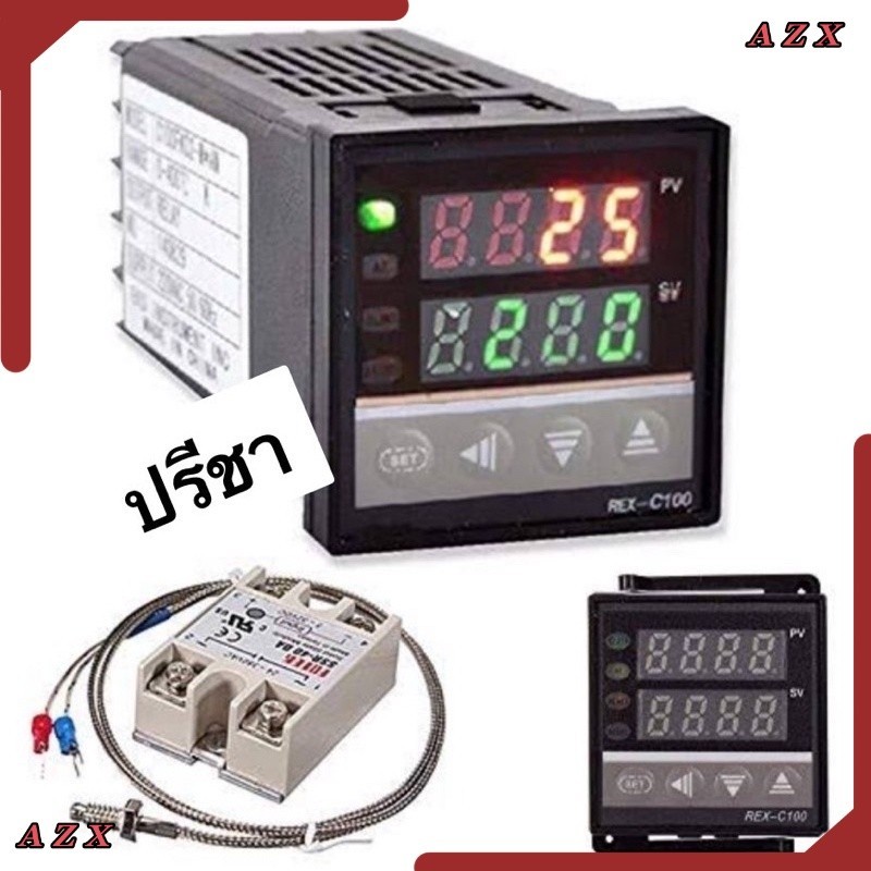 Bộ đồng hồ đo độ ẩm REX C100 tại Bangkok Kiểm soát nhiệt độ PID REX-C100 + SSR-25DA + 1 Cáp nhiệt gi