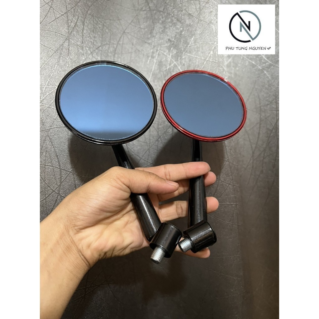 gương chiếu hậu, kiểu tròn mặt kính chống chói gắn cho nhiều dòng xe, chân 10li MS06