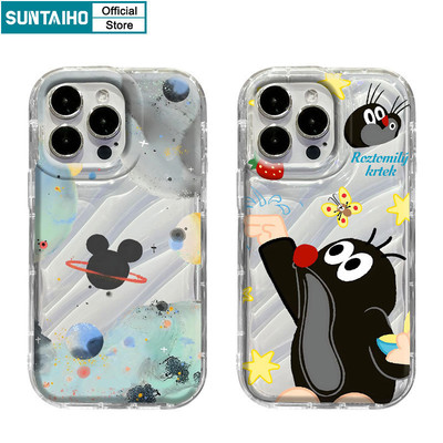 Suntaiho Ngộ nghĩnh Dễ Thương Vỏ Hoạt Hình Chuột Nốt Ruồi Họa Tiết Ốp lưng Cho Iphone 15 14 12 13 11 Pro Max IP 7 8 Plus Iphon X Xs XR Xs Max TPU Silicone Mềm Cao Cấp Chống Sốc Ốp Lưng