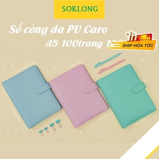 Sổ còng bìa da PU Klong Caro 5x5 A5 100 trang MS 992 bìa Pastel Sổ binder cao cấp SOKLONG