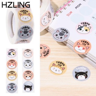 Cuộn 500 miếng dán in chữ Thank You hoạt hình đáng yêu trang trí hộp quà