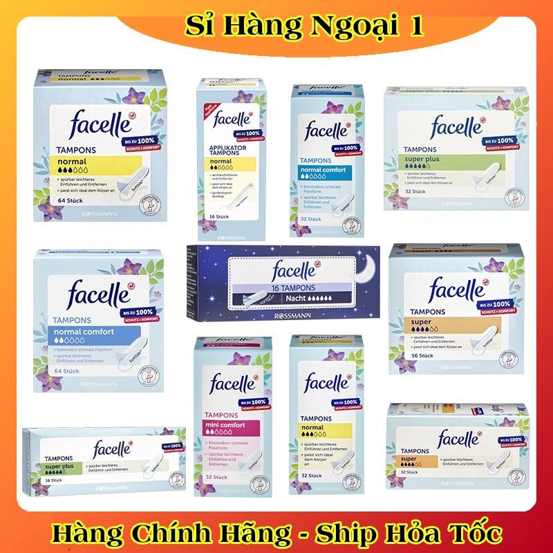 Tampon - Băng vệ sinh Tampon Facelle đầy đủ size chuẩn Đức -Date mới Đủ Bill