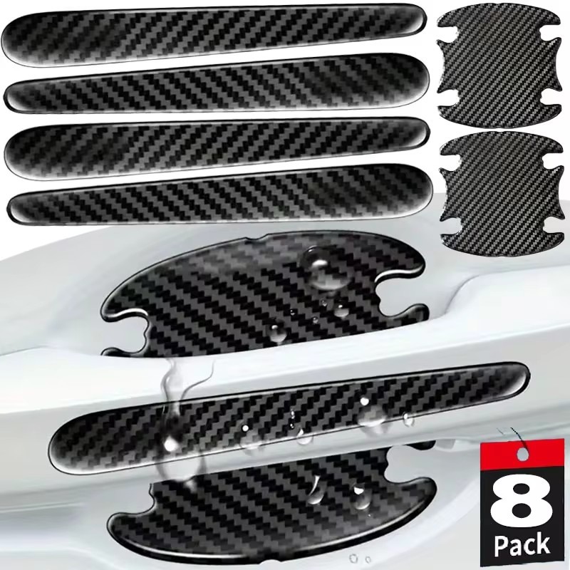 Tay Nắm Cửa Ô Tô Bát Xước Miếng Dán Bảo Vệ Họa Tiết Sợi Carbon Thân Xe Chống Va Chạm Dải Bảo Vệ Bộ Miếng Dán