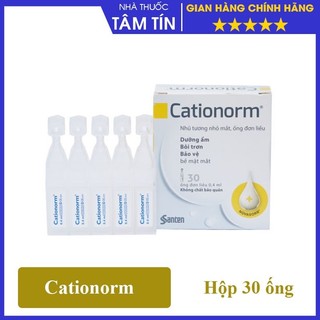   CHÍNH HÃNG   Nước mắt nhân tạo Cationorm - Nhũ tương nhỏ mắt - Hộp 30 tép - Xuất xứ : Pháp 
