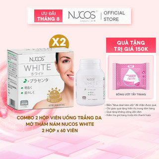 Combo 2 hộp Viên uống trắng da NUCOS White hỗ trợ làm sáng, đều màu da, mờ thâm nám 60 viên/hộp