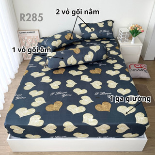 Bộ ga giường thun lạnh 4 món R285 in 3D REE Bedding đủ size drap trải nệm