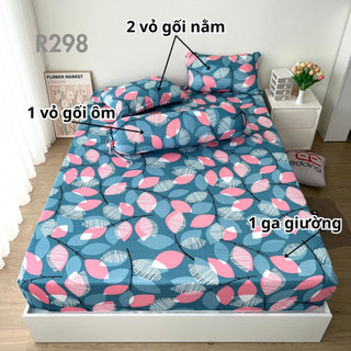 Bộ ga giường thun lạnh 4 món R298 in 3D REE Bedding đủ size drap trải nệm