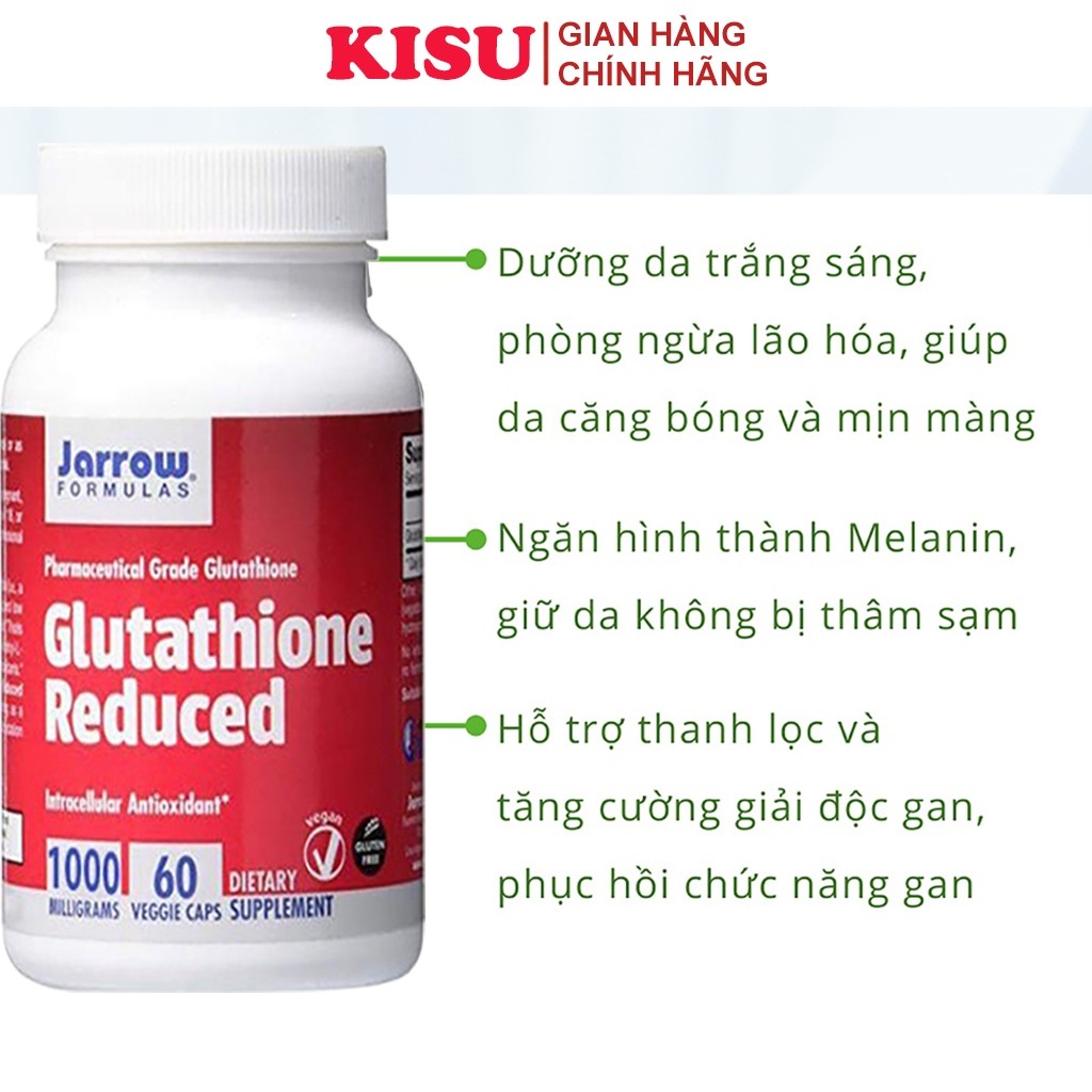 (HÀNG MỸ)  Viên Uống Trắng Da Glutathione Da Trắng Sáng, Xóa Mờ Nám Tàn Nhan - Viên Uống Glutathione Reduced 1000mg