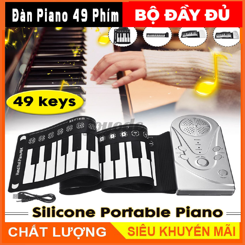 Đàn piano Điện Tử 49 Phím Gấp Gọn Bằng silicone
