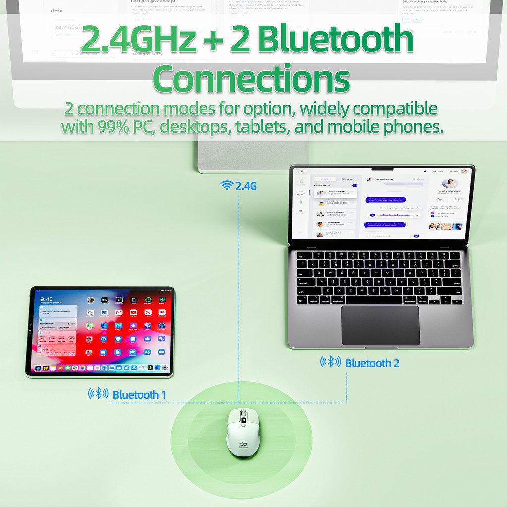 Chuột Bluetooth kép GOOJODOQ 2.4GHz Ba kết nối Thiết kế công thái học im lặng với màn hình LED và điều chỉnh dpi | BigBuy360 - bigbuy360.vn
