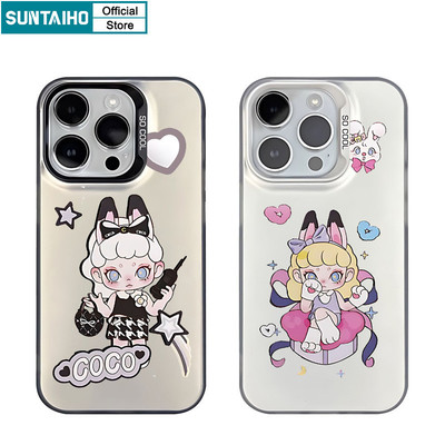Suntaiho Chất Lượng Cao Thẩm Mỹ Vỏ Hoạt Hình Họa Tiết Thỏ Ốp lưng Cho Iphone 15 14 13 12 11 Pro Max TPU Silicon Mềm Cao Cấp Chống Sốc Ốp Lưng