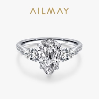 Ailmay Cổ Điển Lê Trong Suốt Zircon Nhẫn Bạc 925 Nhẫn Trang Sức Mỹ