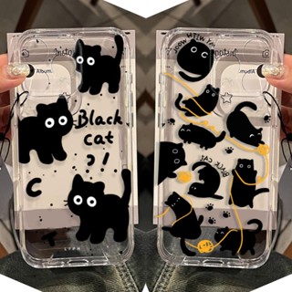 Ins Vỏ Trong Suốt Mèo Đen Dễ Thương Cho RENO 12F 12 12pro 5G 11 10 9 8 7 6 Pro 11F 7Z 8Z 2F 2Z 6 5 Lite OPPO A94 A74 Ốp Điện Thoại Hoạt Hình Mềm Mắt Thiên Thần