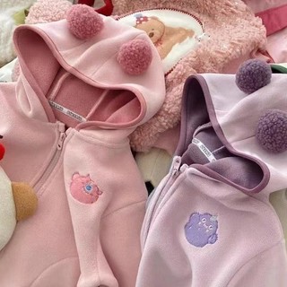 [Xiao] Áo khoác dày dặn thu đông trẻ em mẫu mới Áo liền mũ bóng hoạt hình dễ thương cho bé trai bé gái áo Cardigan