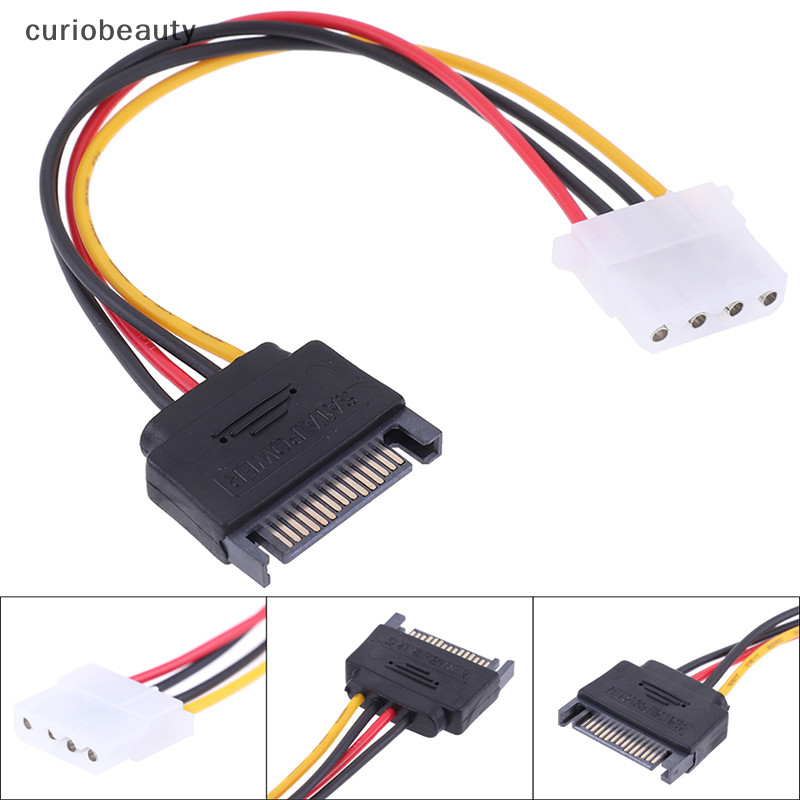 {Curui} Cáp nguồn SATA to IDE 15 Pin SATA Male sang Molex IDE 4 Pin Female Cable Adapter {curiobeaut