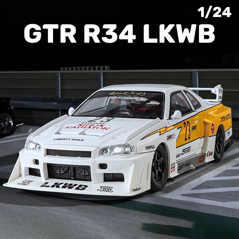 Tỉ Lệ 1: 24 Nissan GTR R34 LKWB Hợp Kim Xe Ô Tô Mô Hình Ánh Sáng & Hiệu Ứng Âm Thanh Diecast Đồ Chơi Xe Ô Tô Cho Bé Trai Quà Tặng Sinh Nhật Đồ Chơi Trẻ Em Bộ Sưu Tập Xe Ô Tô