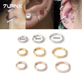 1 Miếng Thép Không Gỉ Với Zircon Sụn Hoop Bông Tai Xoắn Pinna Daith Conch Xuyên 6 / 8 / 10 Mm Bạc Vàng Hồng Màu Vàng