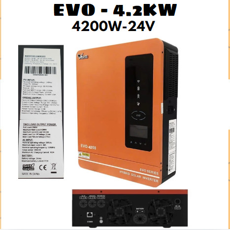 BIẾN TẦN NLMT Inverter hybrid hòa lưới/bám tải, độc lập, bù lưới chính hãng EVO Anern 24V-4.2KW .