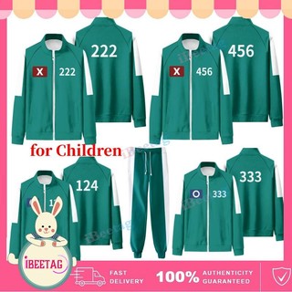 Mực Trò Chơi Mùa 3 Bé Trai & Bé Gái Áo Khoác Halloween Hóa Trang Người Chơi Trang Phục Sự Kiện Trang Phục Dây Kéo Áo Khoác Thể Thao