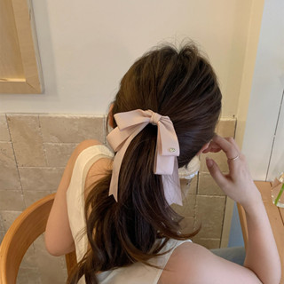 Phong Cách Nhật Bản Màu Trắng Ngọt Hai Lớp Ruy Băng Nơ Lớn Tóc Nữ Nửa Buộc Tóc Kẹp Tóc Phụ Kiện Tóc