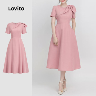  Lovito - Váy màu hồng mùa xuân hè trơn thanh lịch dành cho nữ L134LD123 