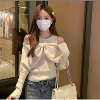  Áo nơ trễ vai thun tăm thời trang Thu Đông bigsize cho nữ form freesize - Un In Store Bs040 