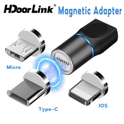 Bộ chuyển đổi từ tính HdoorLink USB C sang Type C Bộ chuyển đổi Micro IOS Bộ sạc từ tính Hỗ trợ sạc Truyền dữ liệu cho Samsung Xiaomi
