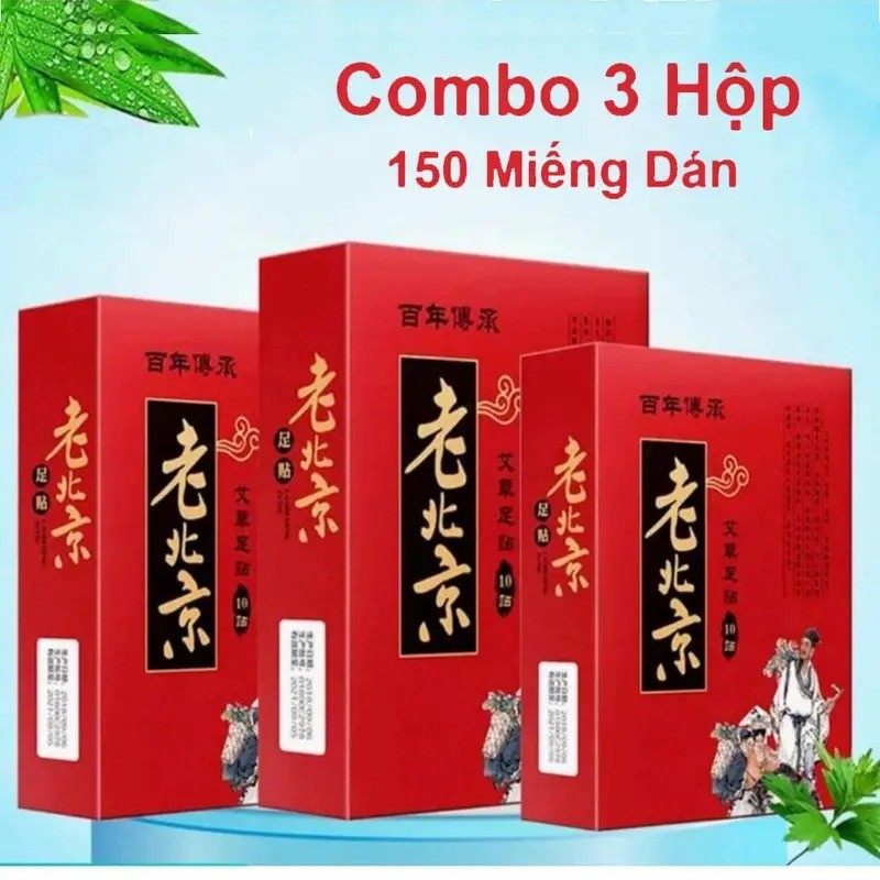 [ Combo 3 ]Hộp 150 Miếng Dán Chân Ngải Cứu Ông Lão Bắc Kinh. Hộp 50 Miếng Dân Chân Ngài Cứu Thải Độc