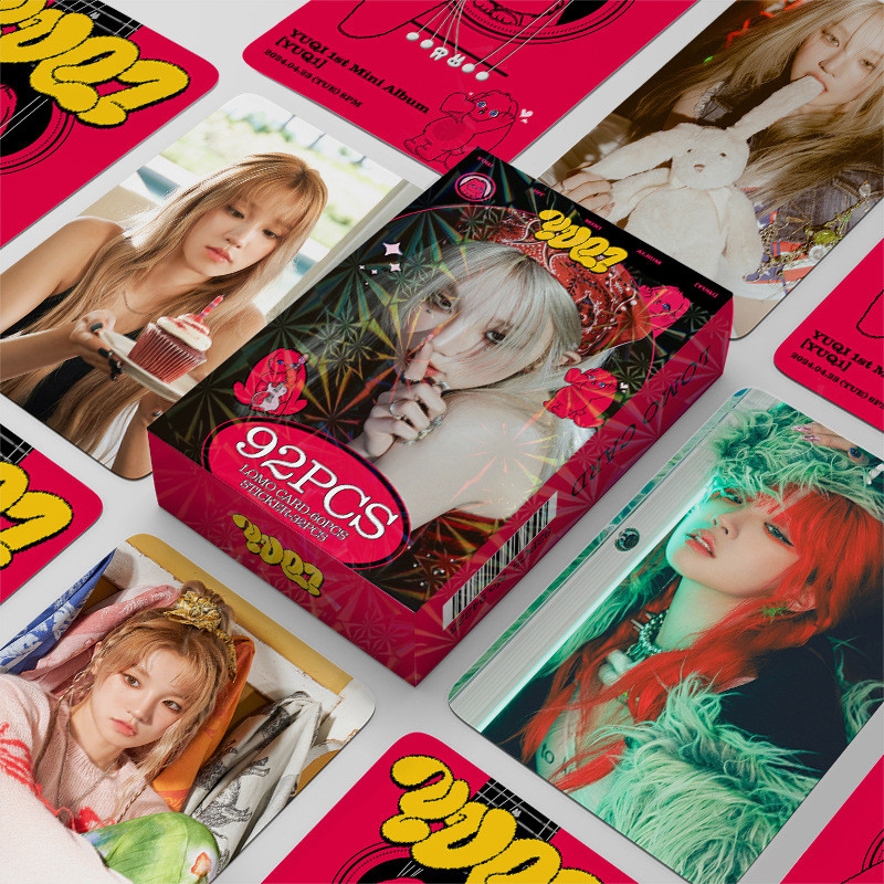 GIDLE Solo Album YUQI Lomo Card Photocard Bưu Thiếp 60 Chiếc Thẻ + 32 Miếng Dán