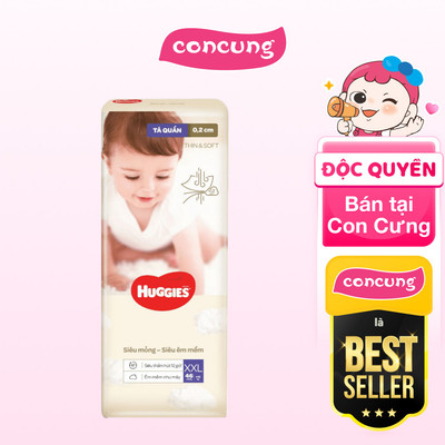 Bỉm tã quần Huggies Thin & Soft size XXL trên 15kg 46 miếng - concung