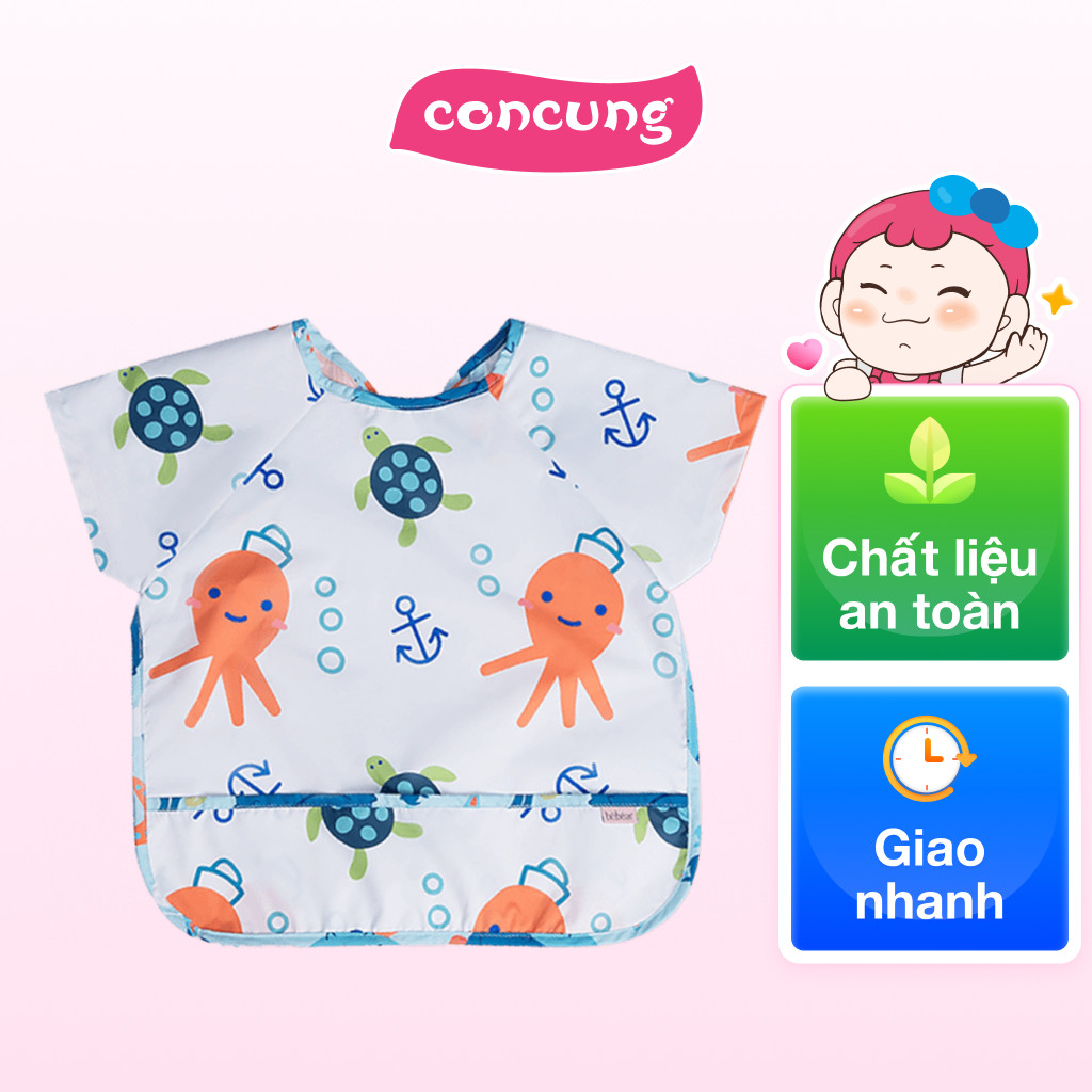 Áo ăn dặm chống thấm tay ngắn Bebear (Trắng, BD8646, size M)