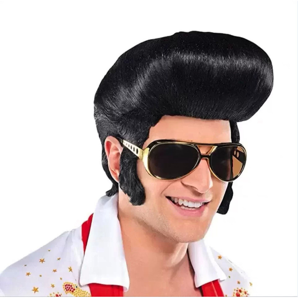 Tóc giả phong cách Elvis Presley, kiểu tóc rock, dùng cho trình diễn, hóa trang