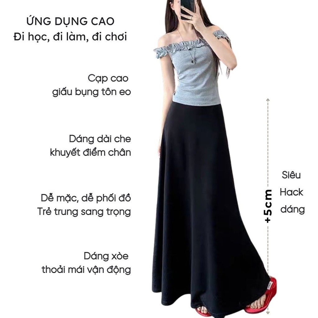 Chân váy dài dáng suông chữ A Mely Fashion Nỉ da cá mềm mịn cạp chun co giãn phong cách hàn quốc dễ mặc dễ phối đồ CV124 | BigBuy360 - bigbuy360.vn