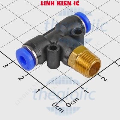 [3 Cái]- PB4-01 Đầu Nối Khí Nén Có Ren Chữ T Ống 4mm Ren Ngoài 9.7mm, 1/8inch Linhkien IC