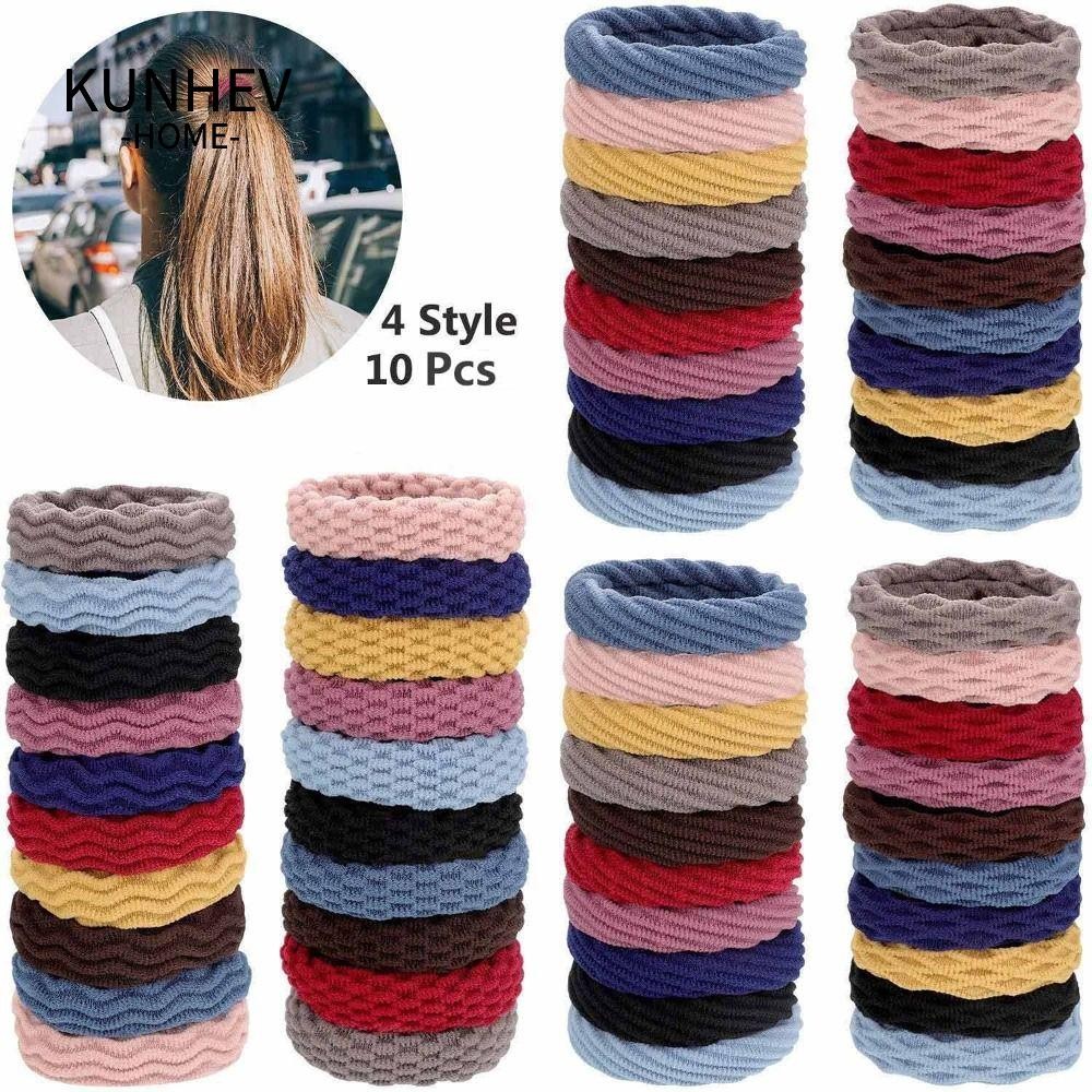 KUNHEV - Bộ 10 Dây Cao Su và Scrunchie, Phù Hợp cho Bé Gái