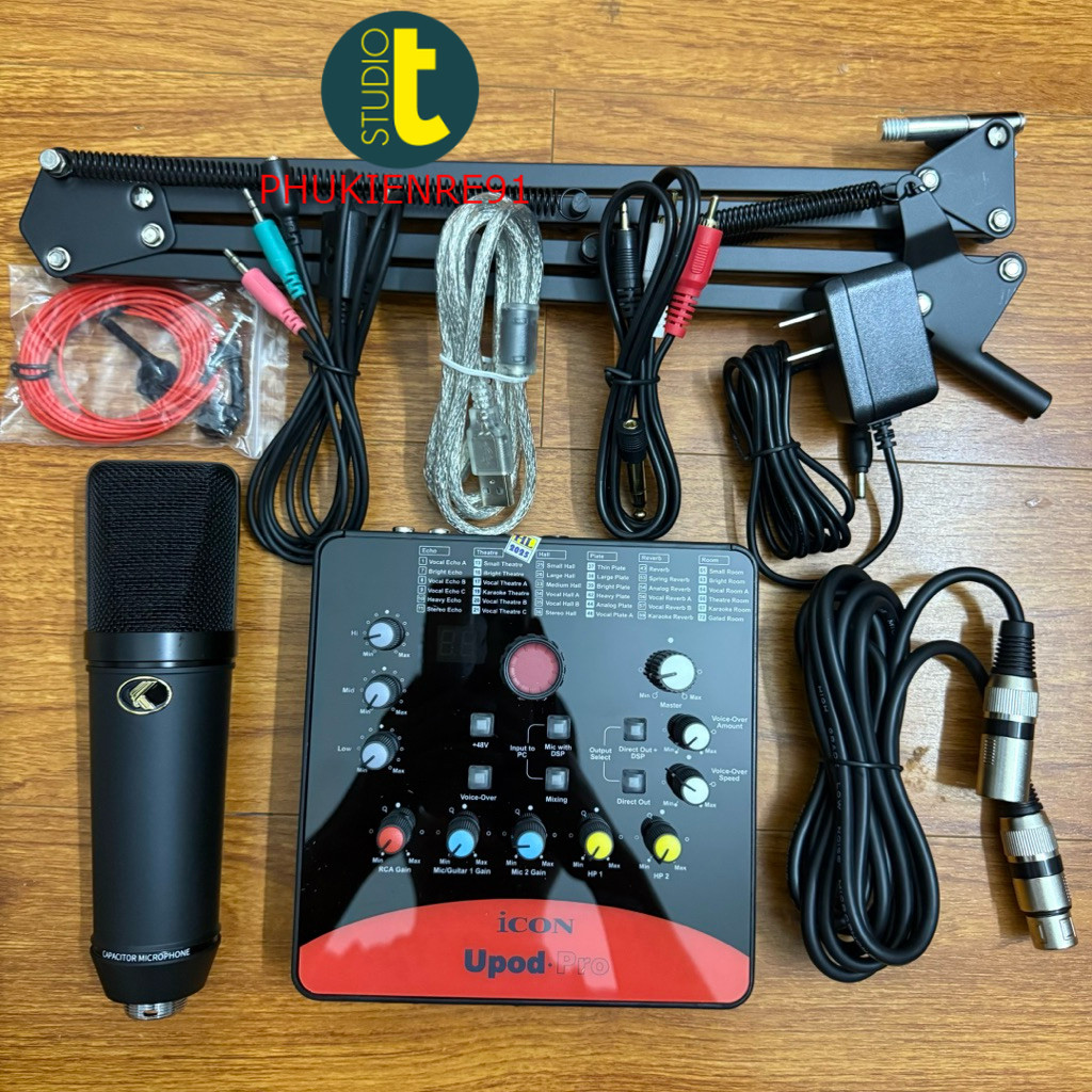 COMBO CHỌN BỘ MIC LIVESTREAM CAO CẤP MIC 48V KOLANCE KL250, SOUND CARD ICON UPOD PRO hát hay, KÈM ĐẦ