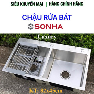 Chậu rửa chén bát đúc SƠN HÀ LUXURY inox 304 xịn- CHÍNH HÃNG 100%