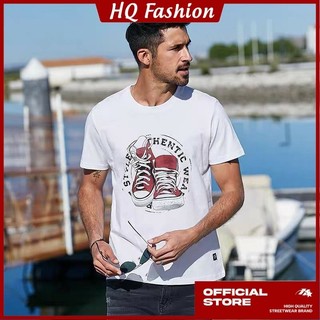 Áo phông cổ tròn in hình đôi giày vải cotton mềm mịn, thoáng mát, thấm hút mồ hôi - HQ Fashion