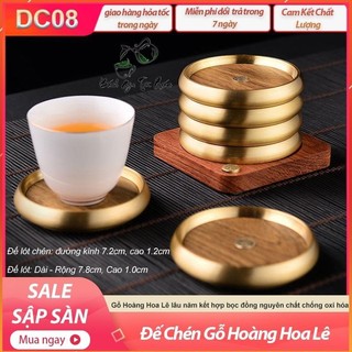 🔥 siêu 🔥 đế chén gỗ hoàng hoa lê – bọc đồng cao cấp – dc08