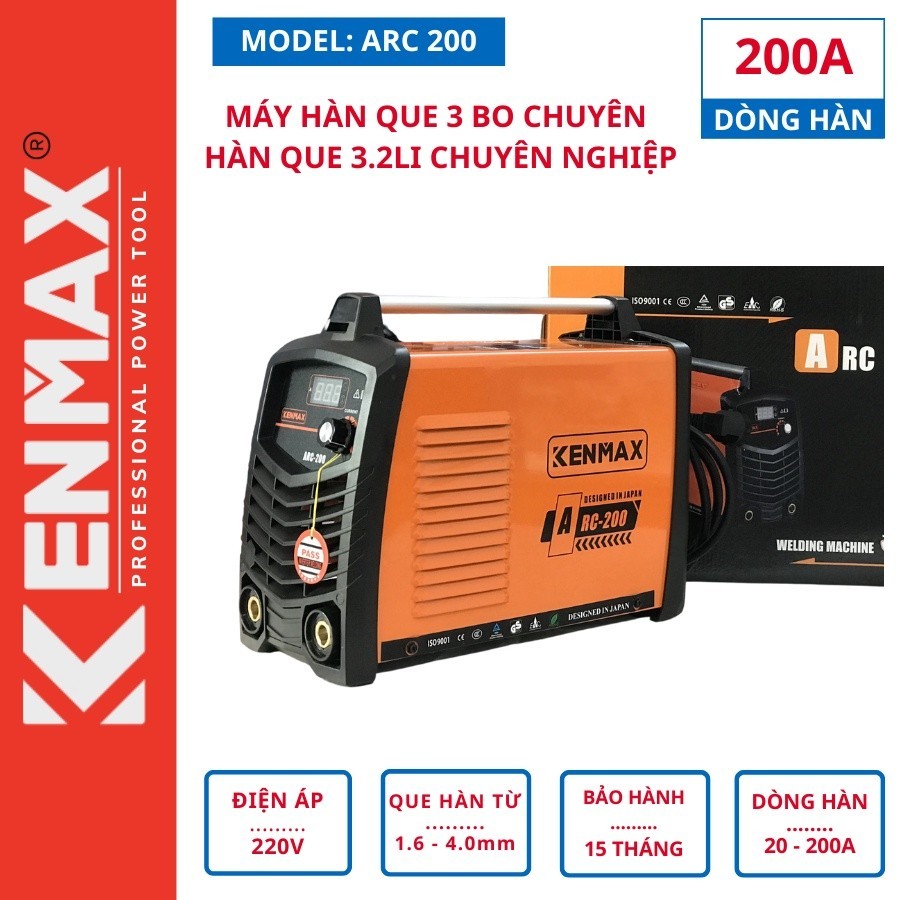 Máy hàn Kenmax  ARC 200- 3 bo mạch chuyên hàn que 3.2li chuyên nghiệp