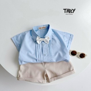  Set công tử cho bé trai thôi nôi đi tiệc, đi học, chất liệu áo thô lụa phối quần chéo hàn cho bé 6-18kg TB658