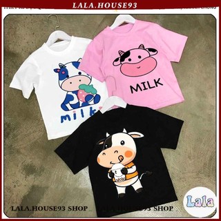 ÁO THUN MILK COW BÒ SỮA UNISEX PHÔNG NAM NỮ GIA ĐÌNH CẶP ĐÔI ĐEN TRẮNG HỒNG SIZE TRẺ EM CHO BÉ TRAI GÁI