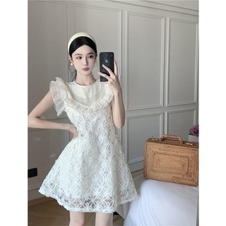 Cảm Giác Cao Cấp Kiểu Pháp Ngọt Ngào Phong Cách Quý Cô Công Nghiệp Nặng Đính Cườm Rỗng Ren Xù Thiết Kế 