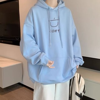 M-8XL Áo Hoodie nam bigsize unisex nam nữ form rộng tay lỡ phông Mỹ cao cấp cảm giác bầu trời màu xanh Áo khoác in chữ Áo len dài tay dáng rộng phong cách Hàn Quốc