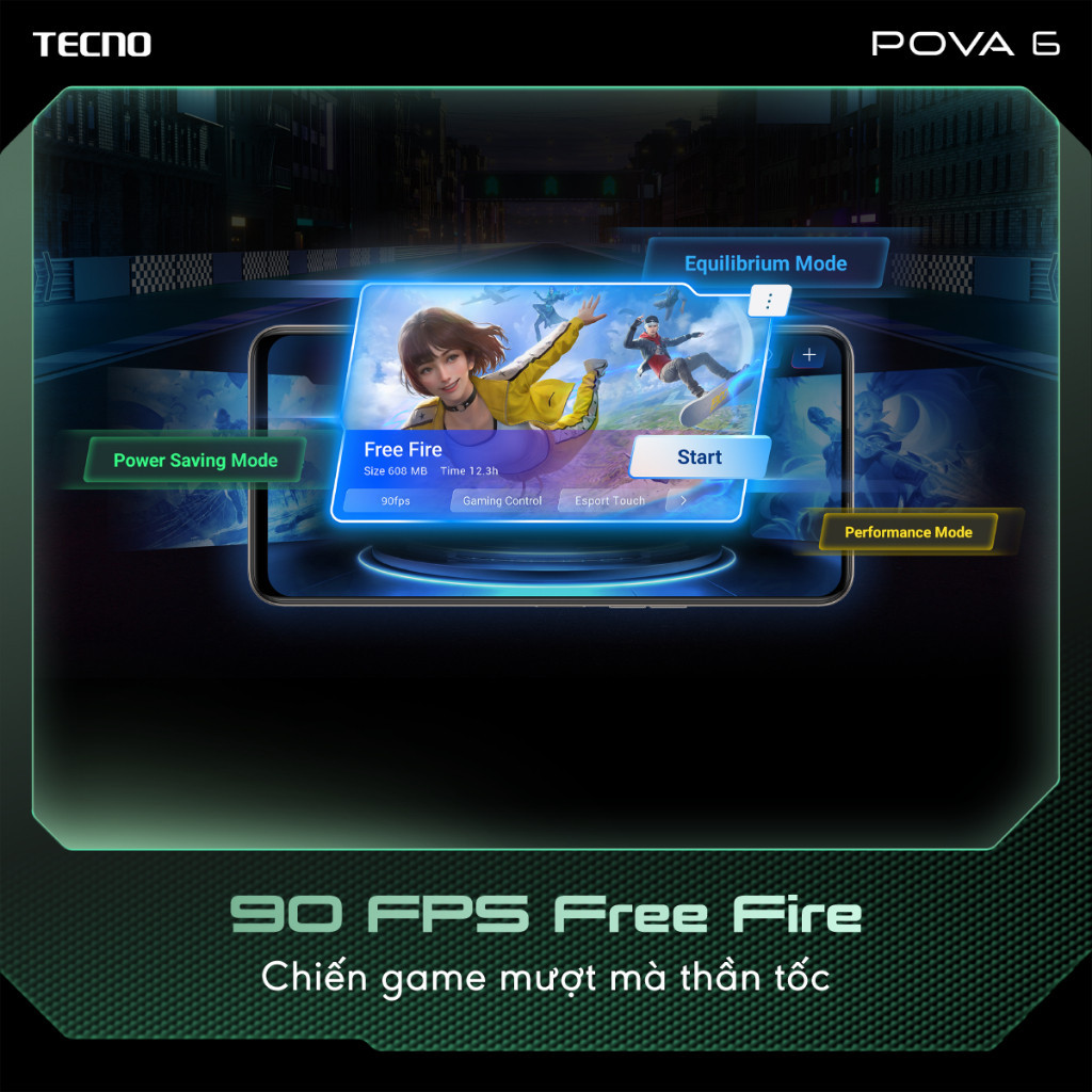 Điện thoại gaming Tecno Pova 6 (8+8)GB/256GB I 6000mAh + 70W I AMOLED 120Hz I 108MP | BigBuy360 - bigbuy360.vn