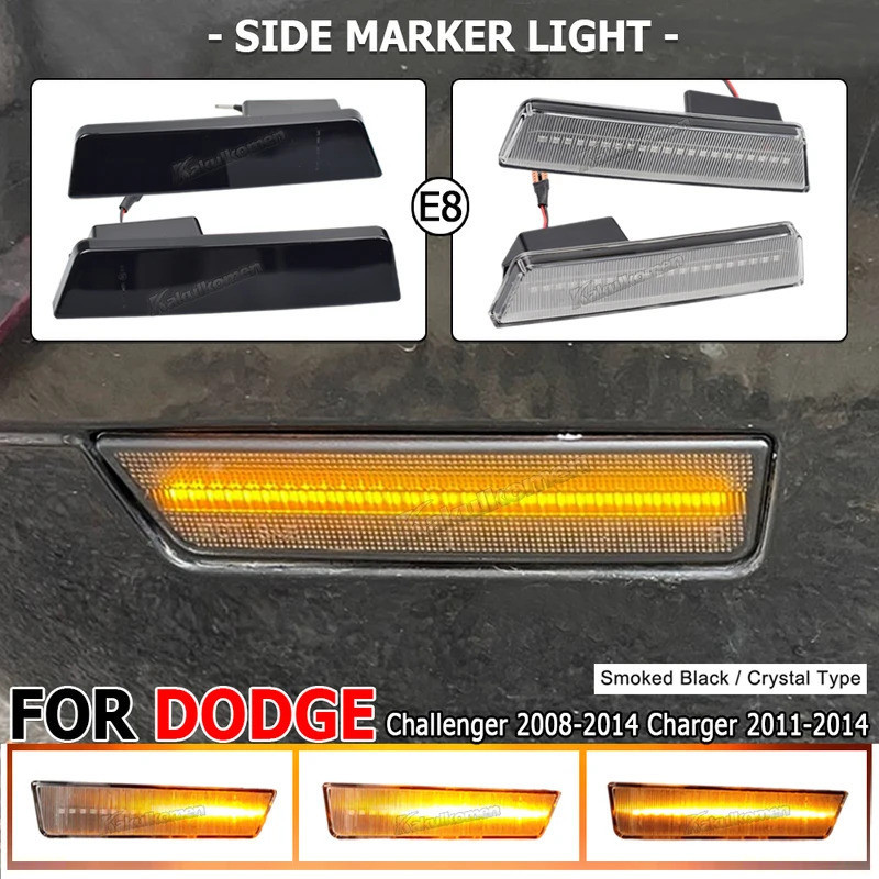 Đèn đánh dấu bên cho Dodge Challenger 2008-2014 Đèn LED báo rẽ phong cách pha lê / khói cho Dodge Ch