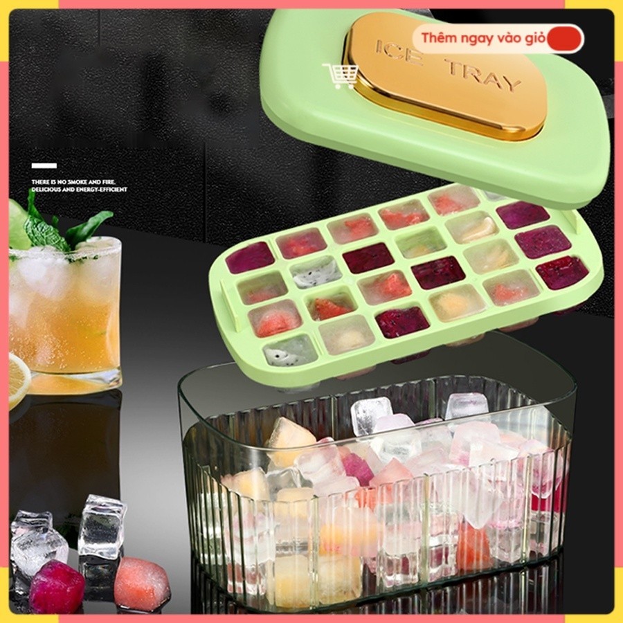 Bộ khay làm đá,ép lấy đá, đựng đá Ice Cube Tray