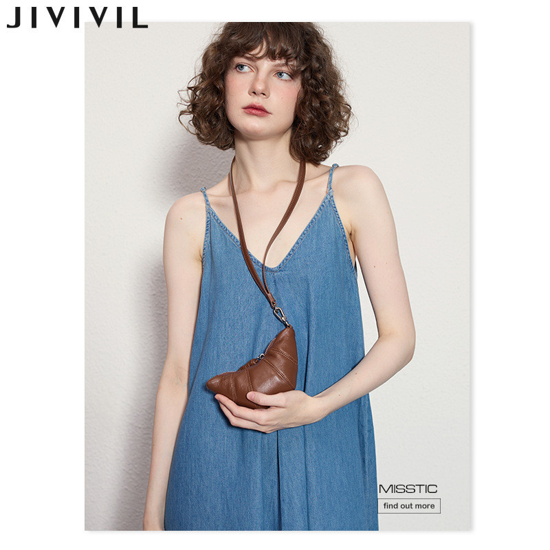 Jivil Nữ Croissant Niche Da Mềm Mini Ode Retro Tinh Tế Dây Đựng Tiền Xu